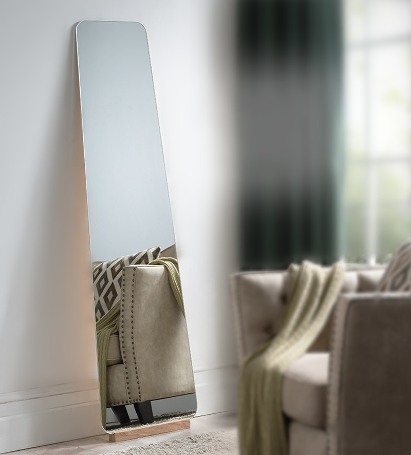 Full-Length Frameless Solid Wood Dressing Mirror, Floor-Standing Clothing Store Fitting Mirror