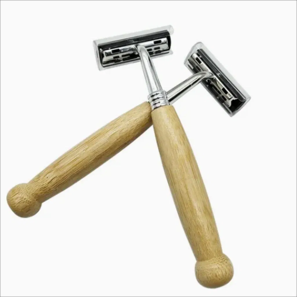 Reusable Men Skincare Grooming Eco-Friendly Bamboo Handle Stainless Razor