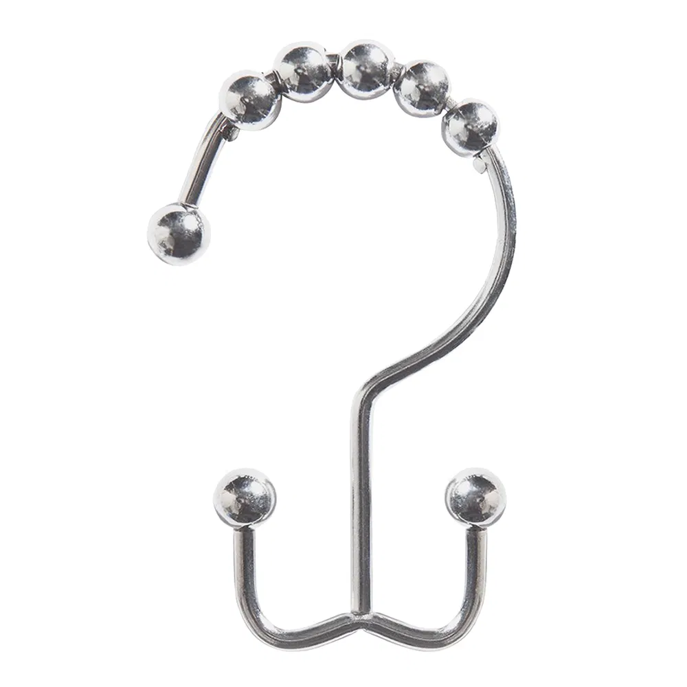 Double Roller Glide Hook Metal Shower Curtain Hooks