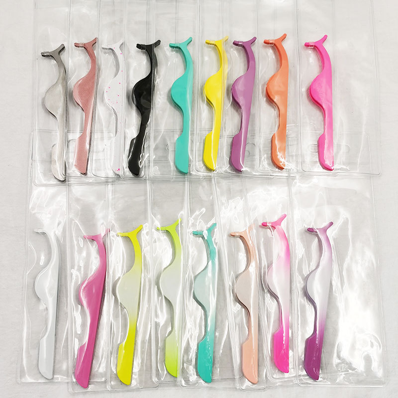 Eyelash Tweezer Private Label Top Quality Custom Stainless Steel Colorful Eyelash Applicator Tweezers