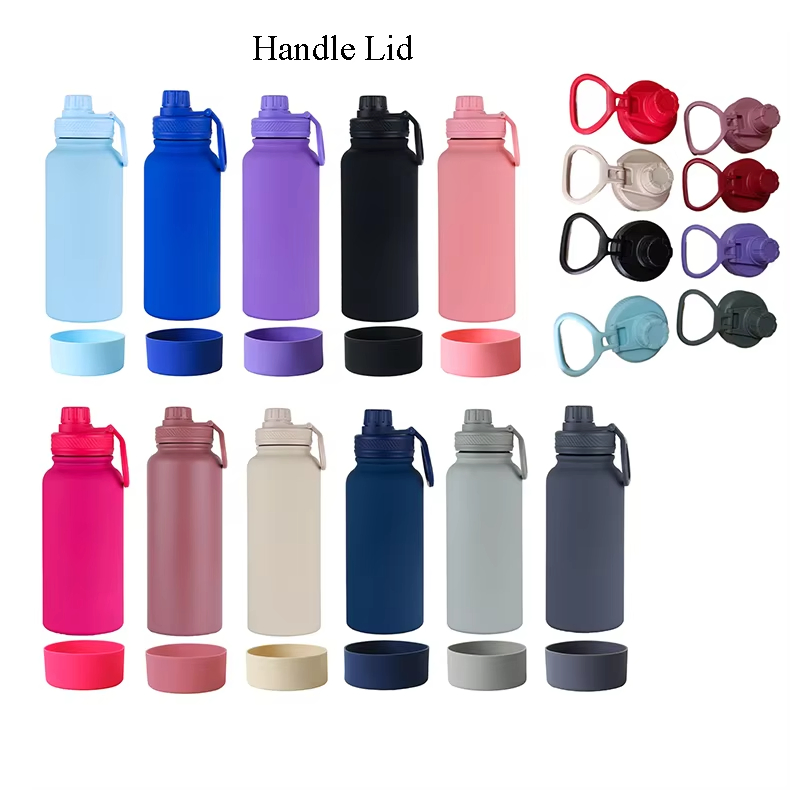 Large Capacity Handheld Insulated Water Bottle Travel Bottle 304 Stainless Steel 32oz Silicone Lid Space Pot