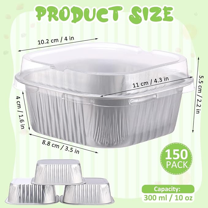 Aluminum Foil Container Mini Square Baking Pan with Lid