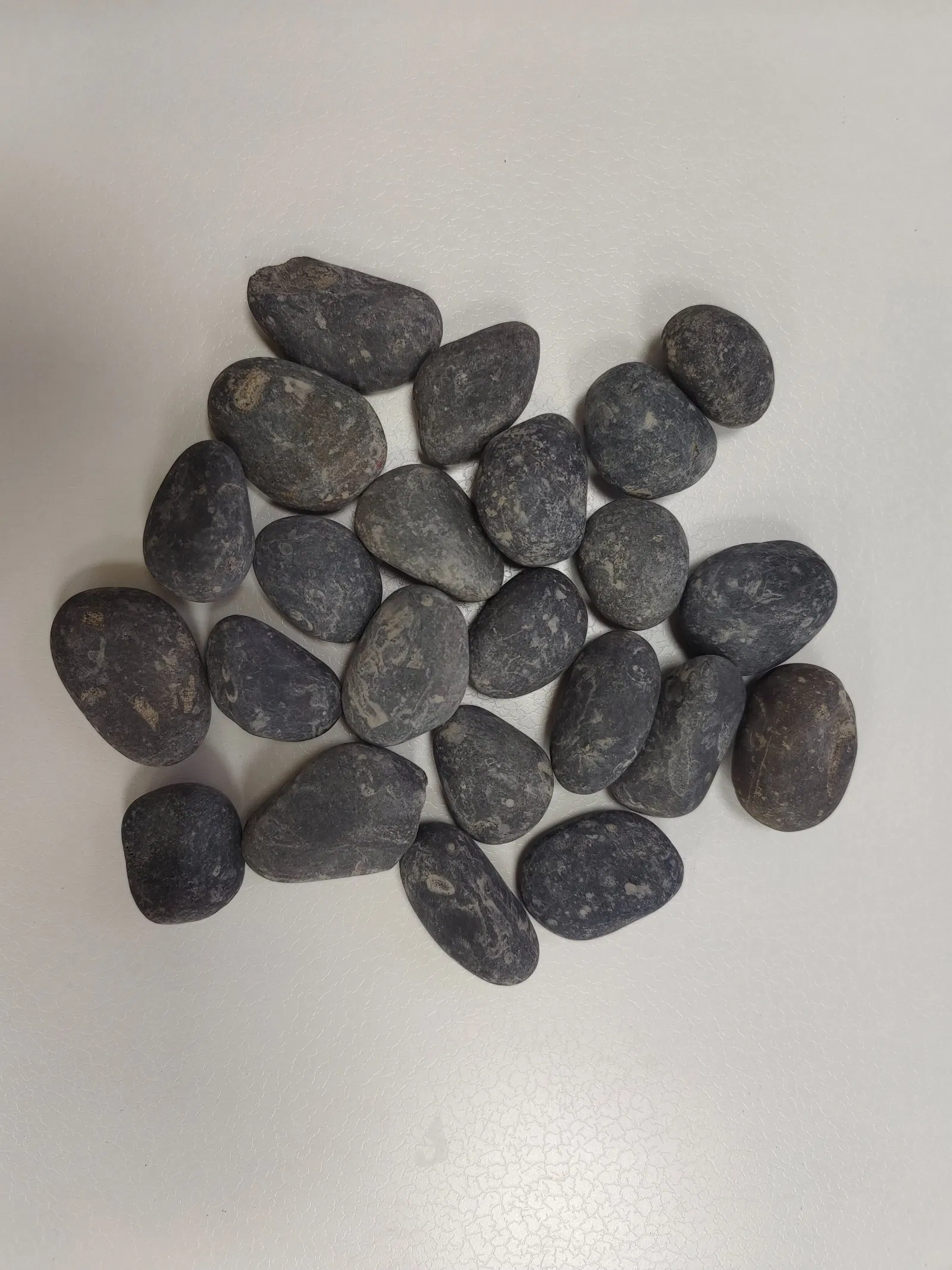 Unpolished Round Black Washed River Garden Pebbles, Black Washed Stones