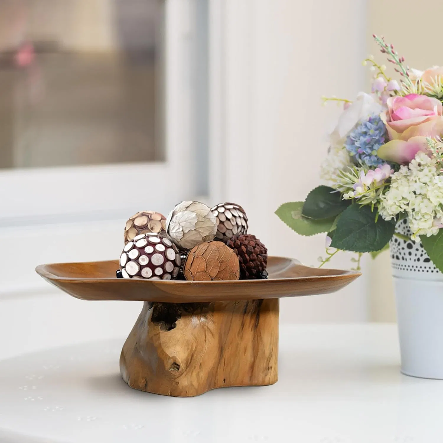 Handcrafted Live Edge Teak Wood Bowl for Elegant Serving