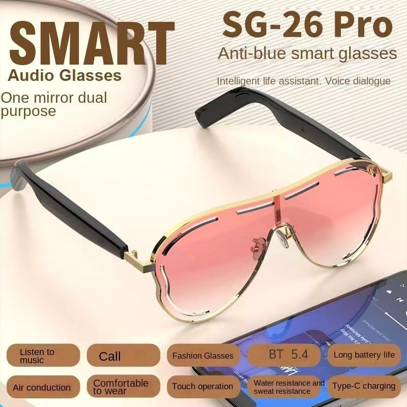Smart for Audio Anti-Blue Light Sunglasses with Voice Assistant Calling Touch Control & Type-C Charging