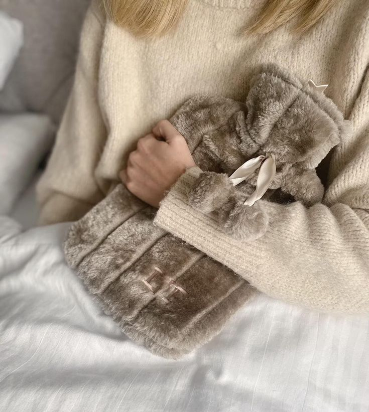 BS Hot Water Bottle Christmas Gift with Plush Cover Hand Warming