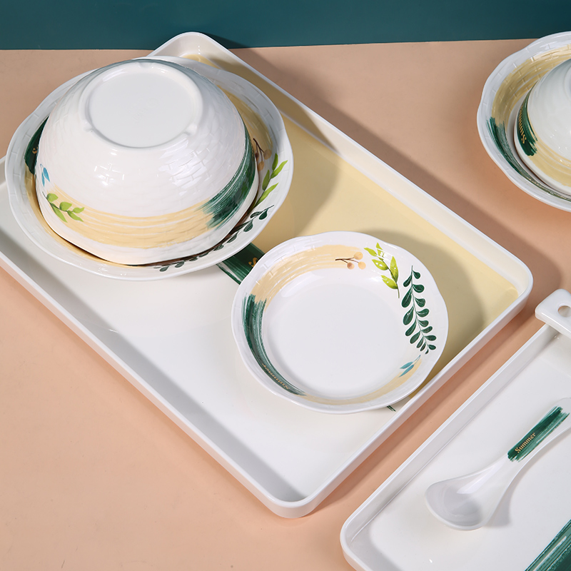Modern Style Plates 100% Melamine Dinnerware Set Home Bowl for Custom Logo