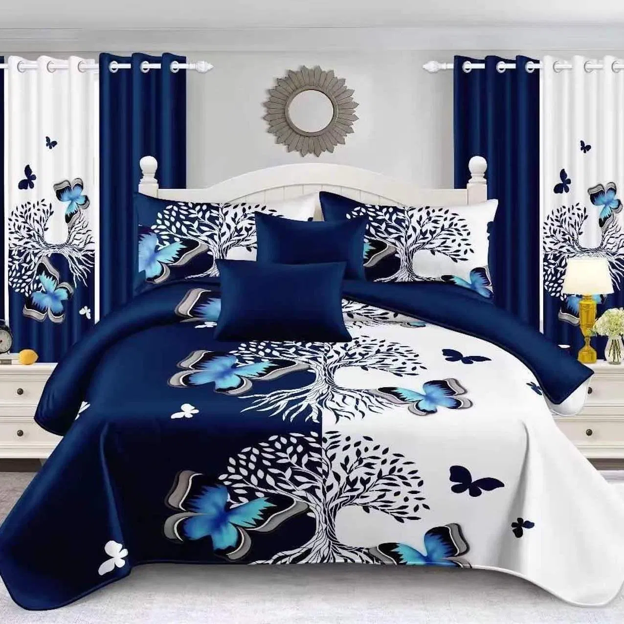 Green Plant Floral Printing 100% Microfiber Polyester Duvet Quilted Bed Cover Pillowcase Curtains Custom Bed Sheets Guangdong Home Bedding Set King Bedspread