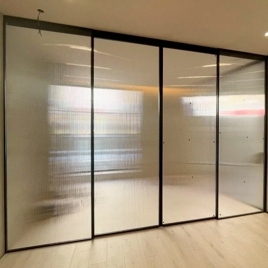 Yq Manufacturer Customize Clear Figure Fluted Ribbed Texture Moru Pattern Glass Safety Tempered Decorative Glass Panel for Door