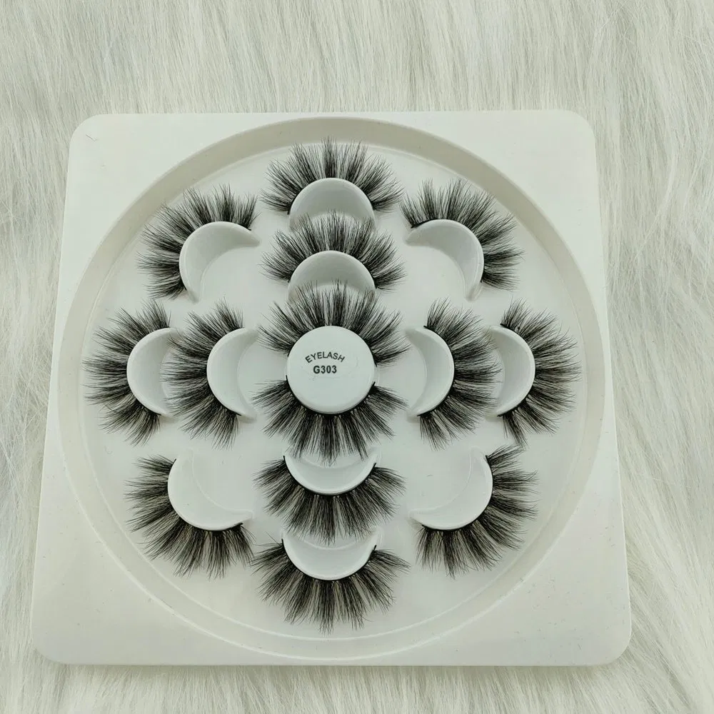 Imitation Mink False Eyelashes 7 Pairs of Lotus Plate 3D Chemical Fiber Eyelashes Natural Thick False Eyelashes