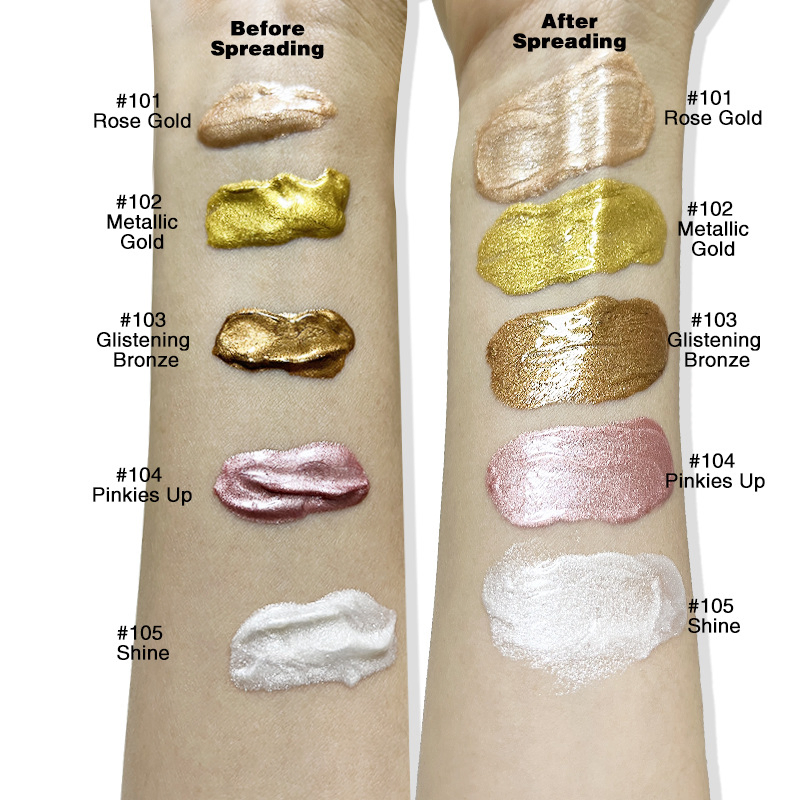 Custom No Logo Low MOQ 5 Colors Makeup Brightening Contouring Face Body Liquid Highlighter