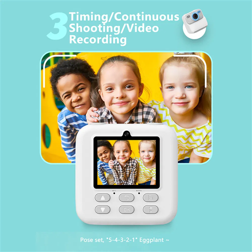 P79 Photo Instant Print Kids Digital Camera Fun Game HD 1080P Dual Lens Camera with 32g Memory Card - Black / Rose