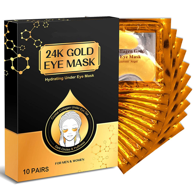 Custom 24K Gold 10 Pairs Hydrating Under Eye Mask for Men and Women