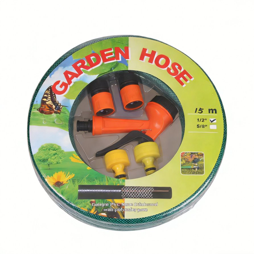 Garden Tools Flexible Fiber-Braided Reinforced PVC Water Hose Set (FM-GR1106)