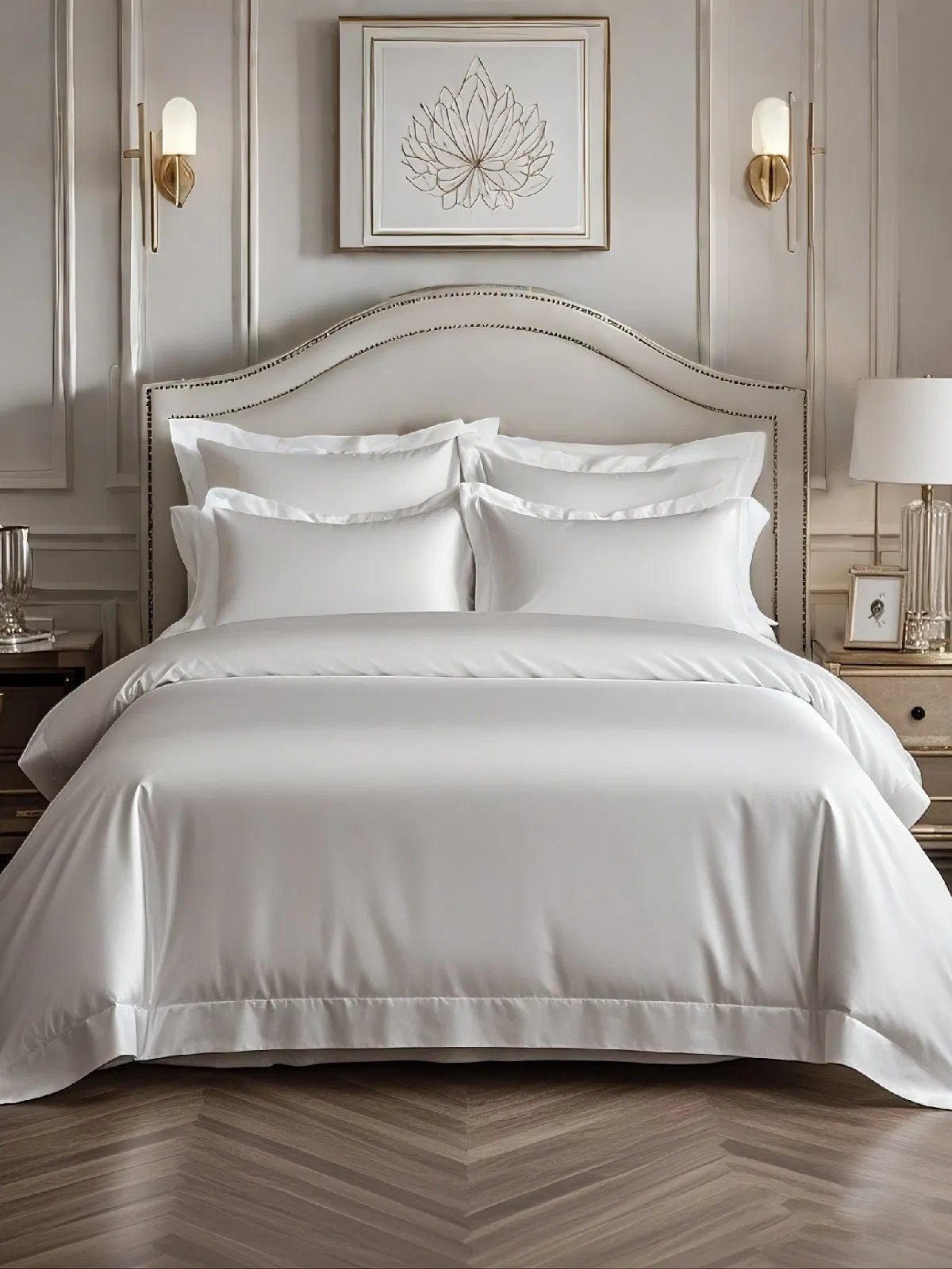 300 Tc 100% Cotton 5star White Hotel Fitted Sheet