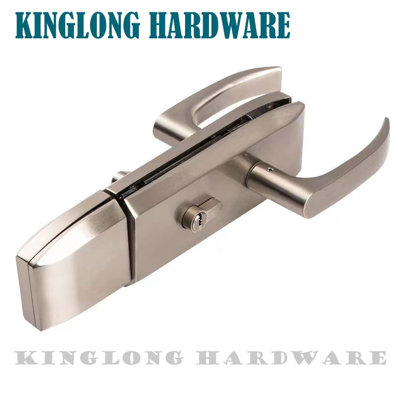 Stainless Steel Glass Door Hardware Glass Fittings Office Door Patch Lock with Fix Handle