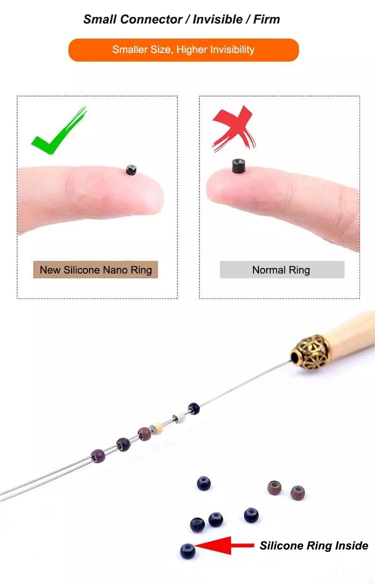 Нано-кольца для наращивания волос с медной силиконовой вставкой