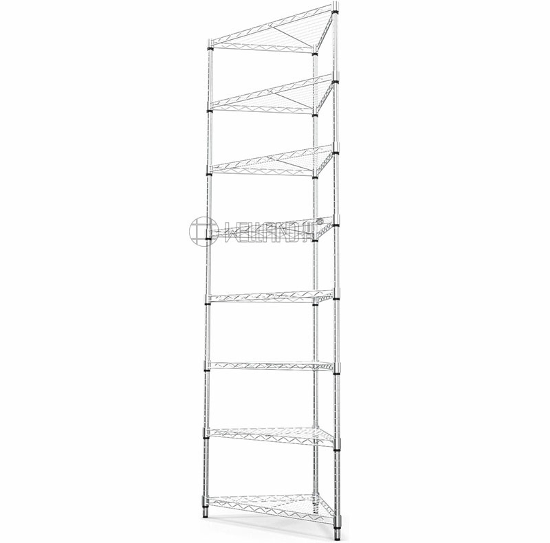 Vertical Triangle 8 Tiers Space Saving Storage Black Metal Corner Wire Rack