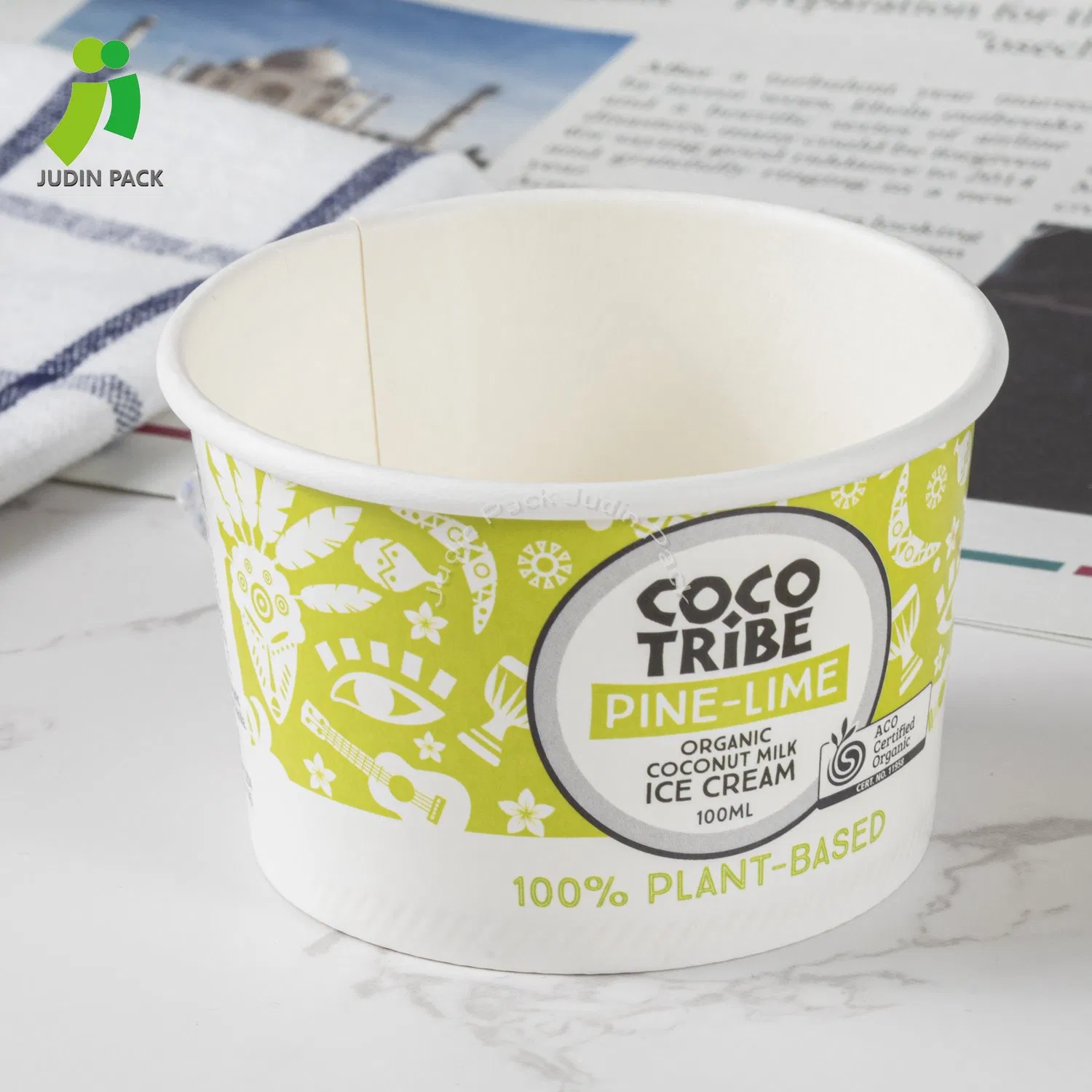 Customized Design Food Grade Ice Cream Paper Cup Tubs -Made of Premium Food Grade Sturdy White Paper