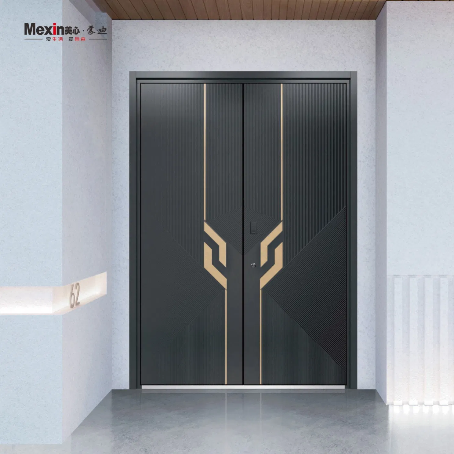 Wholesale Mexin Modern Design Industrial New Double Steel Exterior Anti Theft Metal Security Entrance Door Vandal-Resistant Customizable for Main Front Door