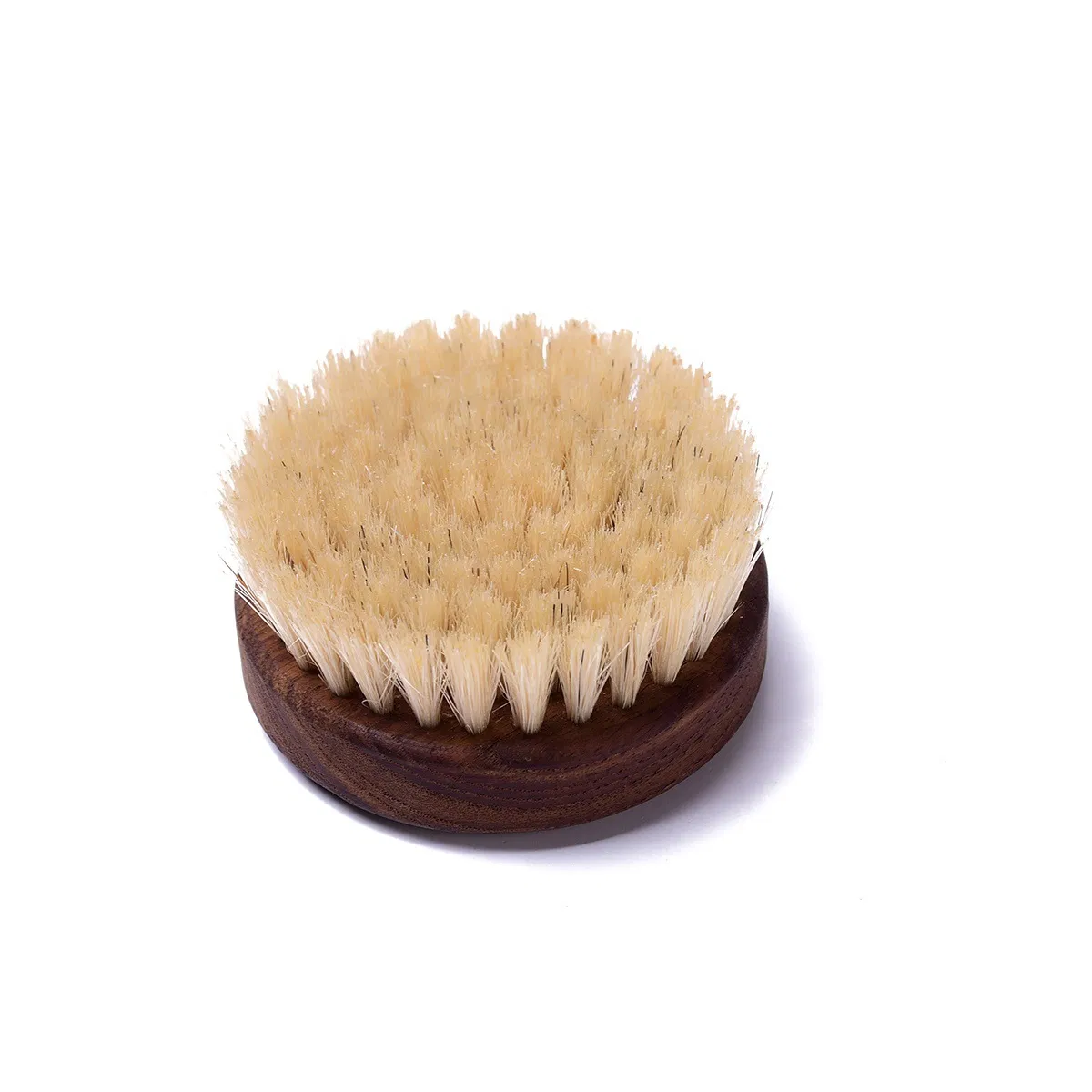 Round Walnut Wood Brush Bath Scrub Brush Dry Clean Remove Brush Boar Bristle Beard Brush