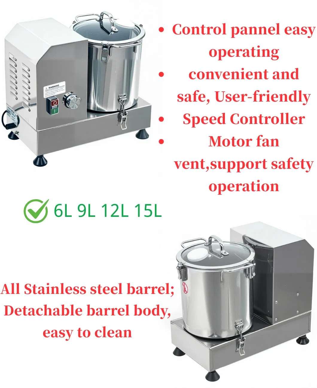 9L Commercial Food Chopper Vegetable Cutter Food Processor for Restaurant Household