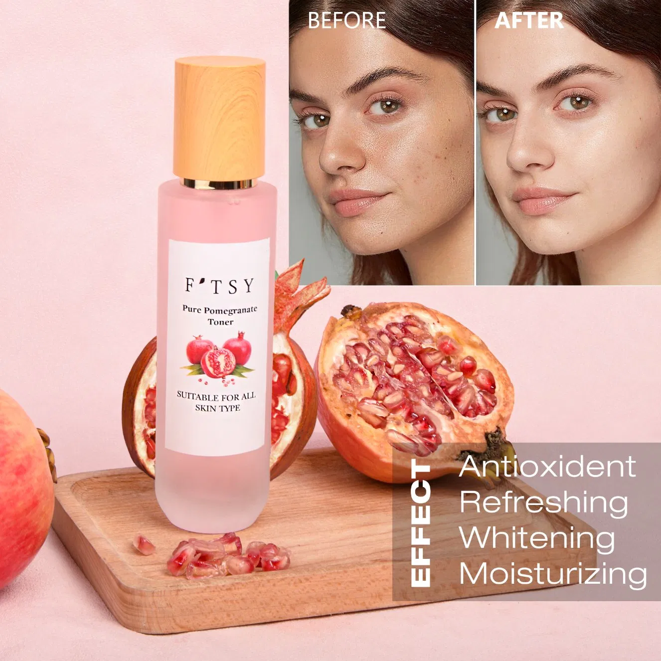 Wholesale Vegan Anti Aging Hydrating Moisturizing Pomegranate Facial Toner