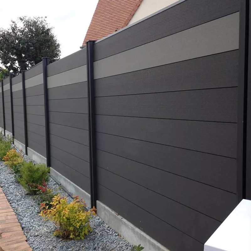Outdoor Aluminium Garden Fencing Prices Aluminium Post WPC Slat Fence Panels Privacy Aluminium PVC Fence with Horizontal Slats