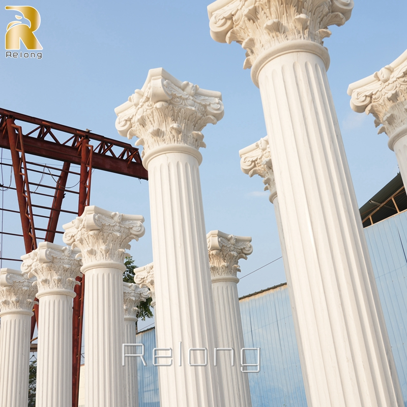 Custom Size Natural Marble Round Stone Columns Pillar Wholesaler