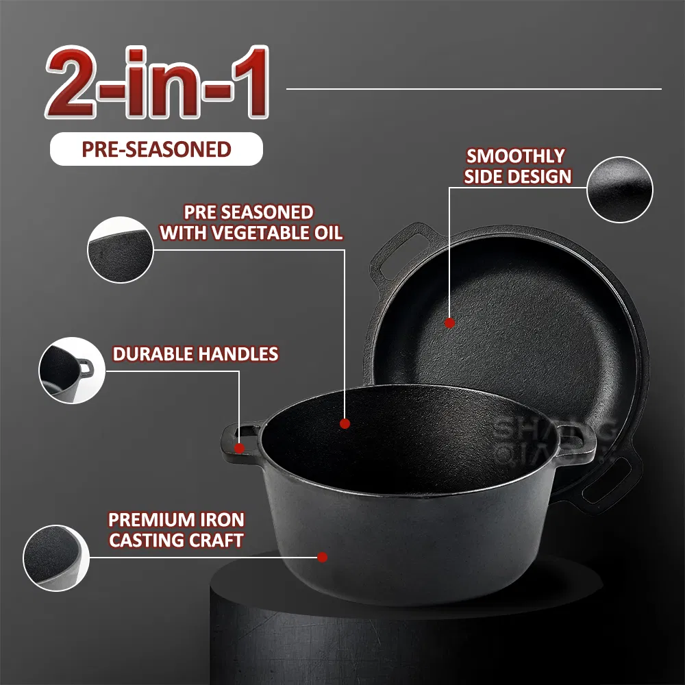 Чугунная кастрюля-духовка 2 в 1 с крышкой