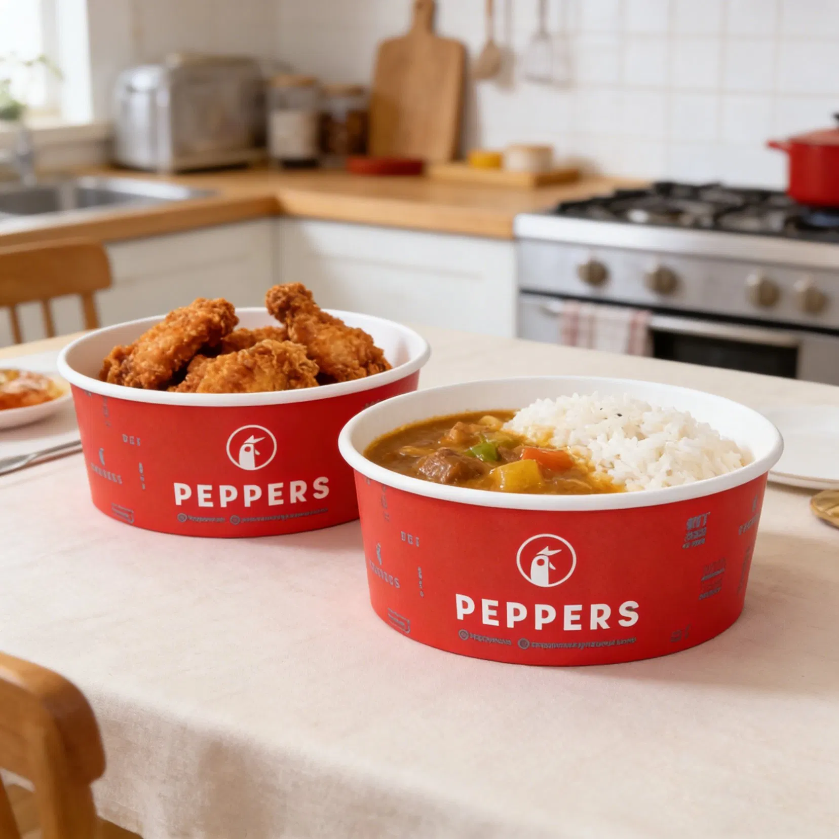 Food Grade Durable Disposable Kraft Paper Salad Bowl for Food Packaging