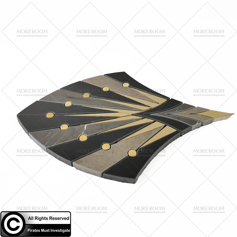 Luxury Natural Black Marble Mrable Mosaic with Gold Custom Marble Mosaic