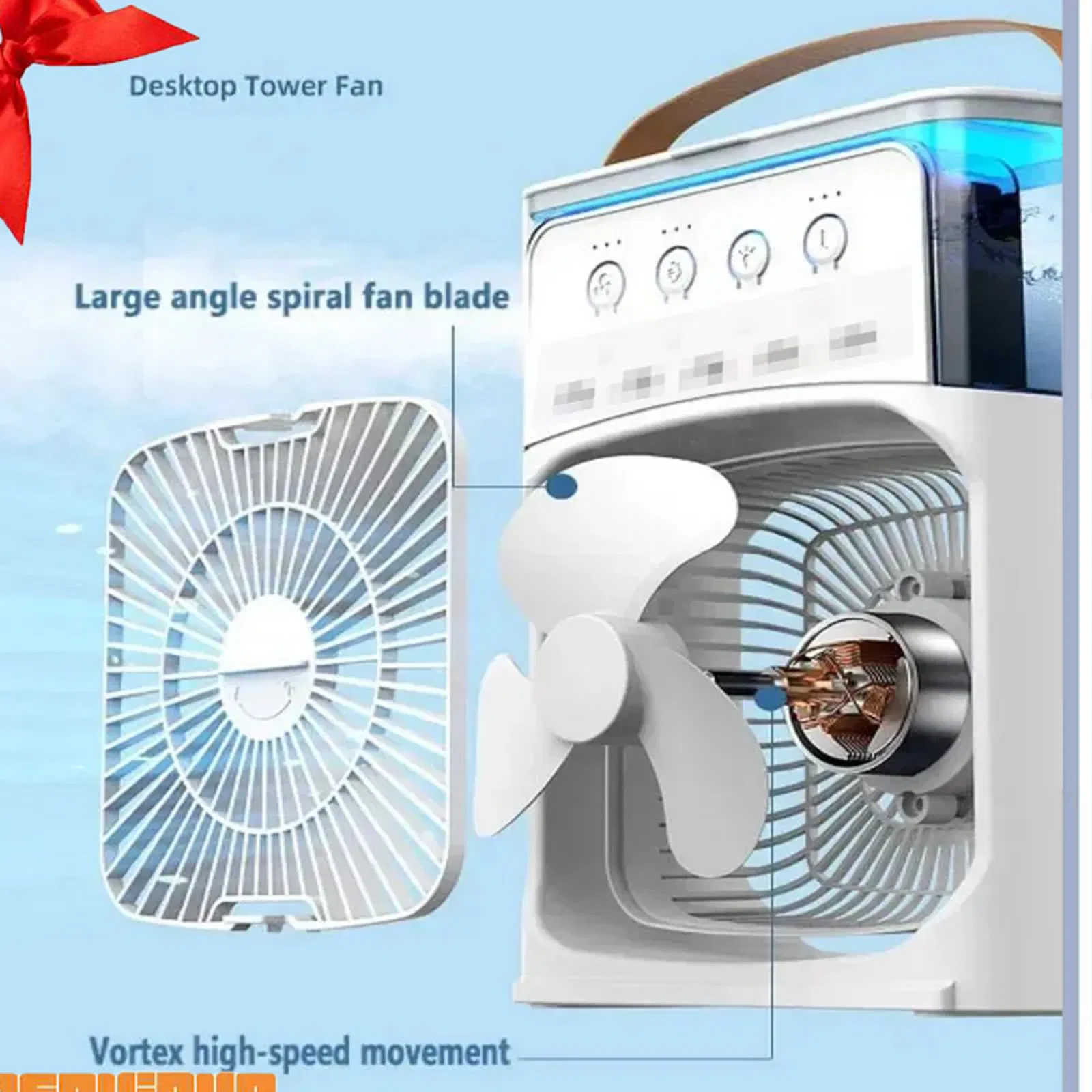 Factory Wholesale Personal Mini Air Cooler Evaporative Cooling Fan with 7 Color LED Lights 3 Wind Speeds Timer 1/2/3h Nightstand Desktop Use