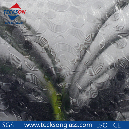 3-6mm Amber Bronze Blue Flora Patterned Figured Printed Glass Obscure Toliet