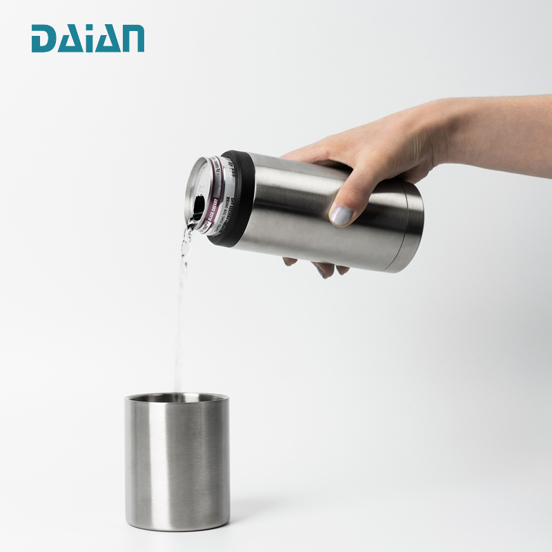 Premium Double Wall Insulated Slim Beer Can Cooler with Opener