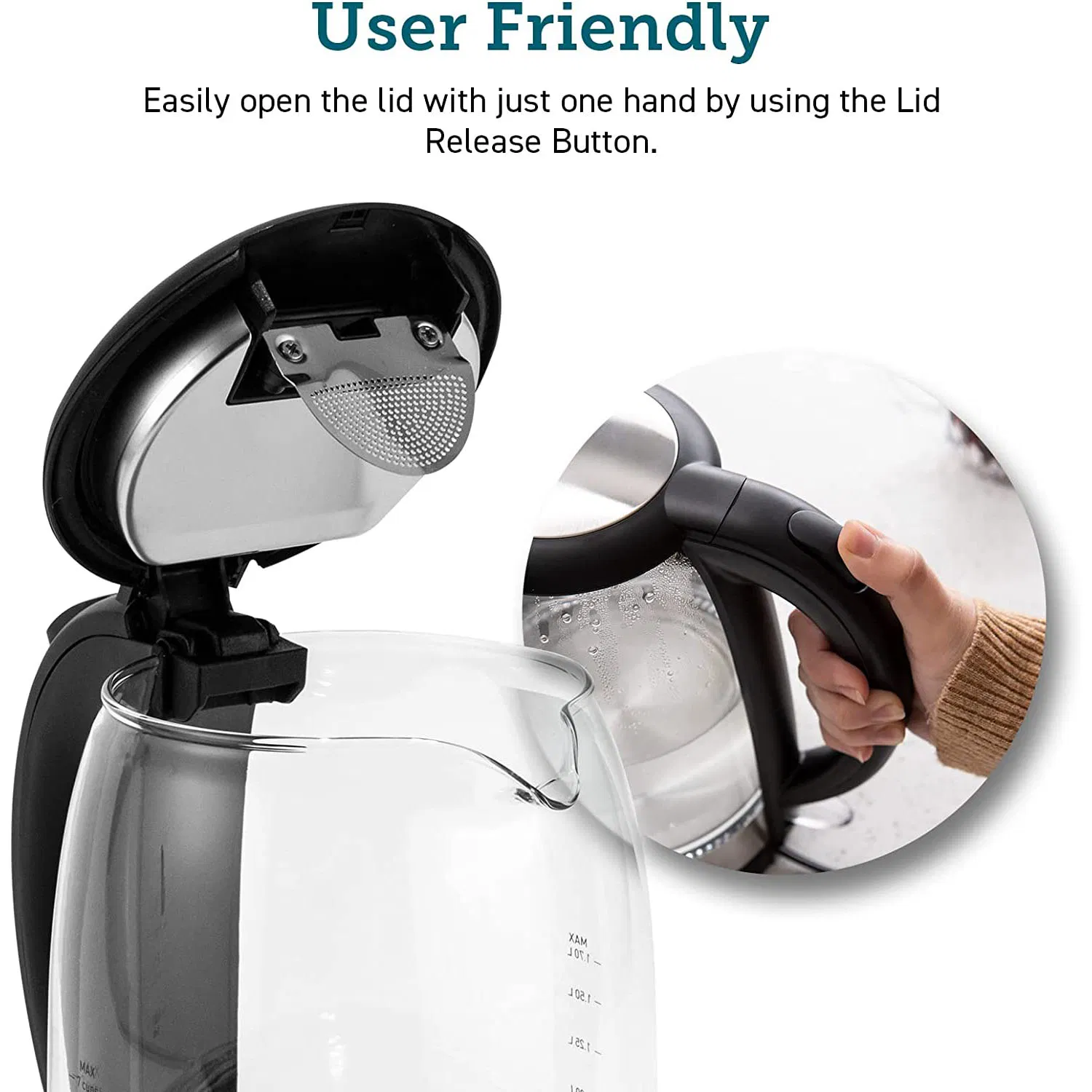 Hot Sales Glass Electric Kettle with a Blue Light Band Water Heater