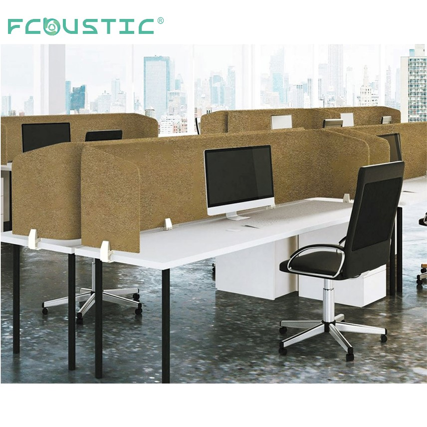 Customized Office Modern Furniture Desktop Screen Fiber Cement Board Divier Polyester Soundproof Privacy Partition Desk Screen Acoustic Panel