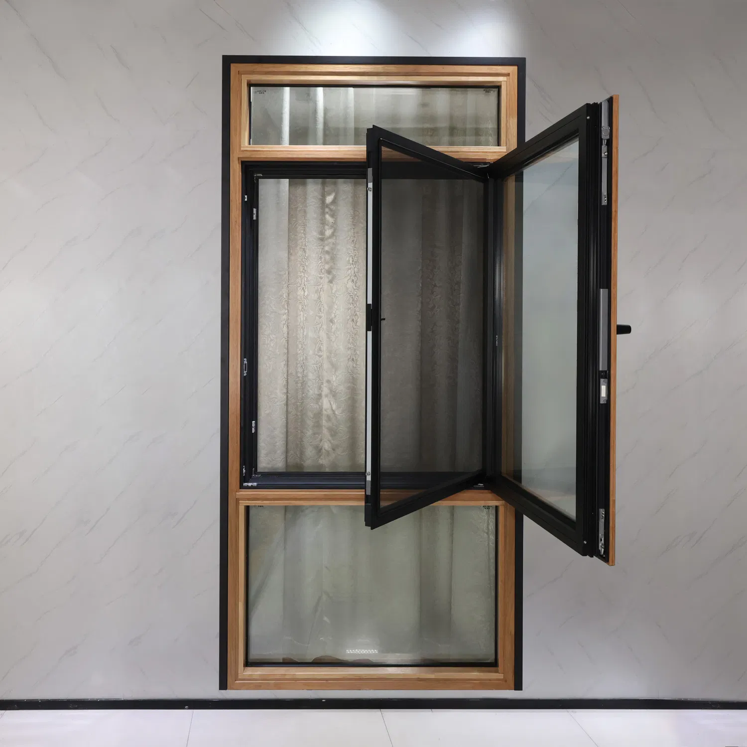 Custom American Style Villa Hotel Residences Horizontal Opening Pattern Aluminum Clad Timber Wood Windows