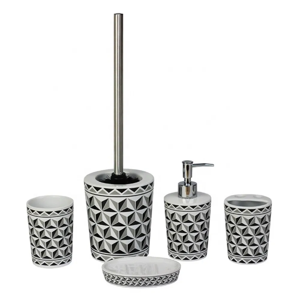Glossy Black Ceramic Bathroom Accessories Set 4 Pieces Ideal for Homes Hotels Guest Suites Vacation Rentals or Apartments
