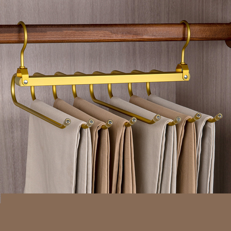 6-Layer Aluminum Alloy Magic Pants Rack Horizontally or Vertically Design 9mm Folding Multi-Layer Trousers Storage Hangers