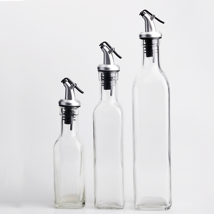 Customization Green 500ml 750ml 1000ml Square Olive Oil Glass Bottle