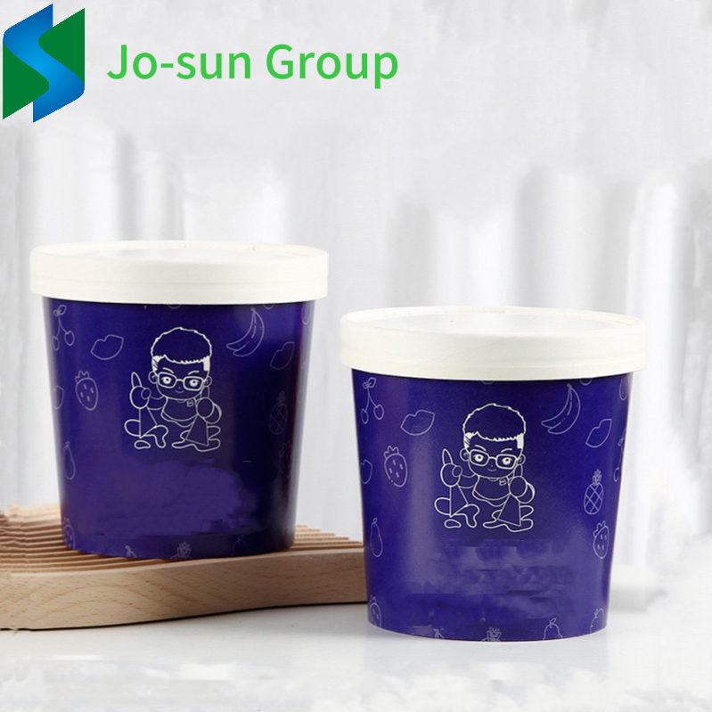 Jo-Sun Disposable Recyclable 16 Oz Lunch Packing Takeout Food Packaging Kraft Paper Hot Soup Bowl with Paper Lid