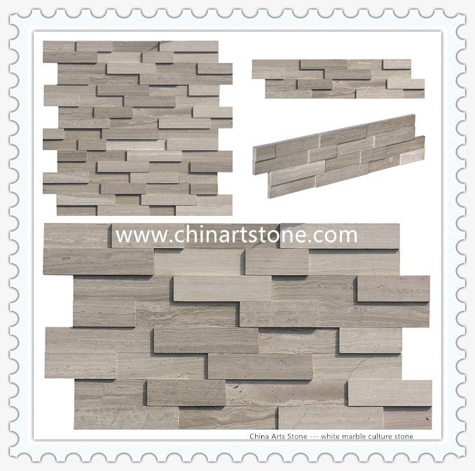 China White Wooden Marble Slate Culture Stone for Wall Cladding