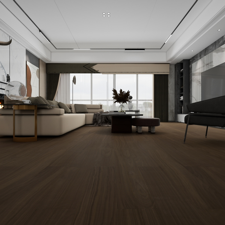 Sleek Dark Black Long Wide Plank Oak Engineered Flooring – Engineered Wood for Modern Apartments
