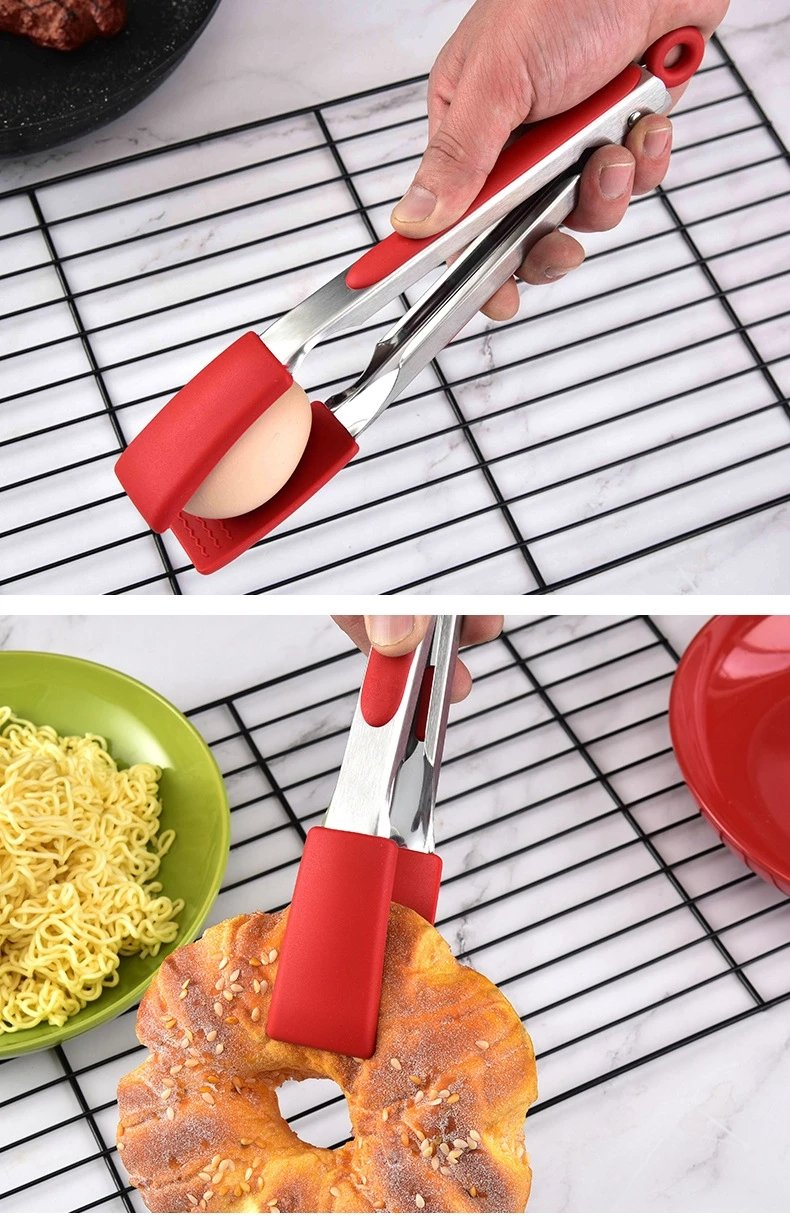 Non-Slip Food Grade Silicone Food Tong 9inch Bread Serving Tong Kitchen Tools BBQ Tools Accessories