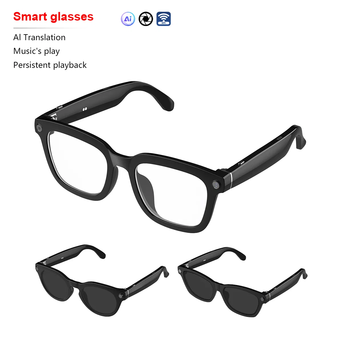 Wholesale Customization New Intelligent Sunglasses Ai Object Recognition Photo and 1080P Video Recording Audio Smart Glasses