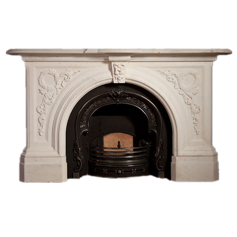 White Marble Stone/Limestone/Travertine Fireplace with Good Carving