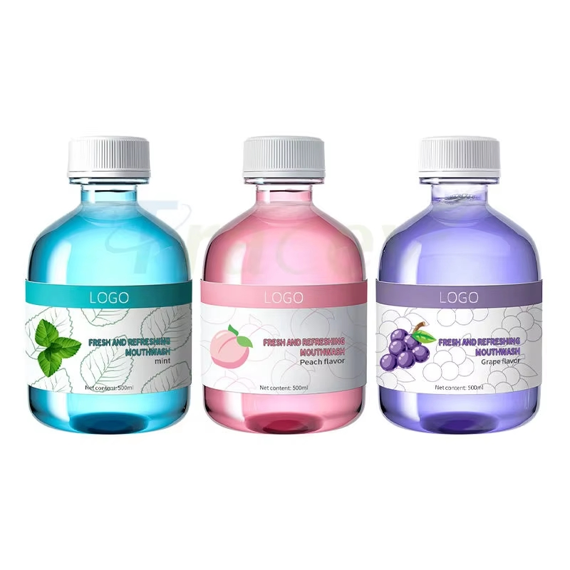 Private Label Peach Grape Lvint Lvouth Oral Cleaning Teeth Whitening Fresh Breath Mouthwash 500ml Portable for Home Travel Hotel