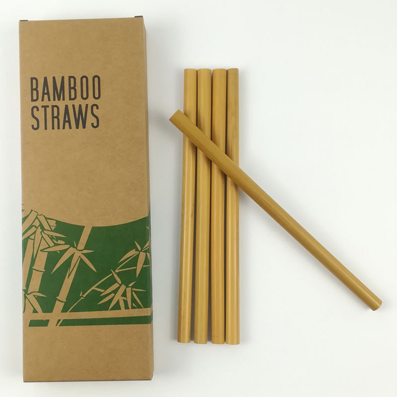 Customized Logo Reusable Natural Organic Bamboo Fiber Drinking Straw