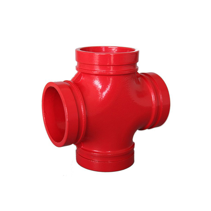 FM Approved Ductile Cast Iron Grooved Fittings Straight Cross 4'' Short Radius
